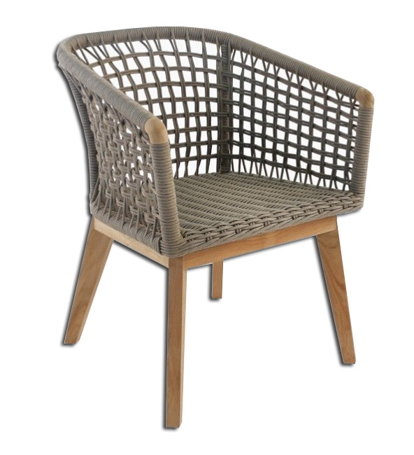 Resin Rope and Teak Outdoor Chair