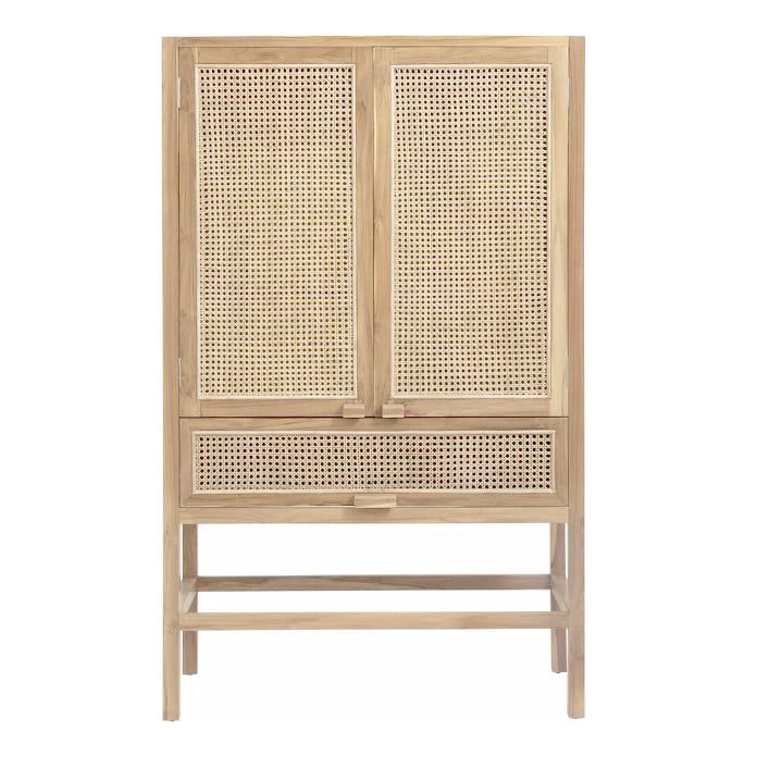 Retro Teak and Rattan Cabinet