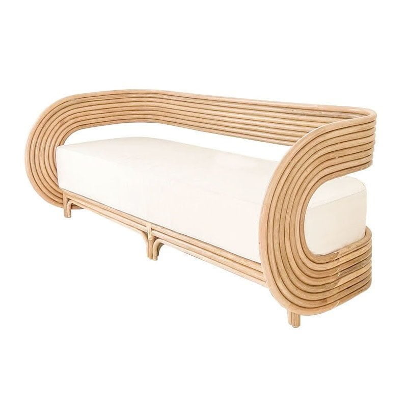 Bali Rattan Sofa Mid Century large
