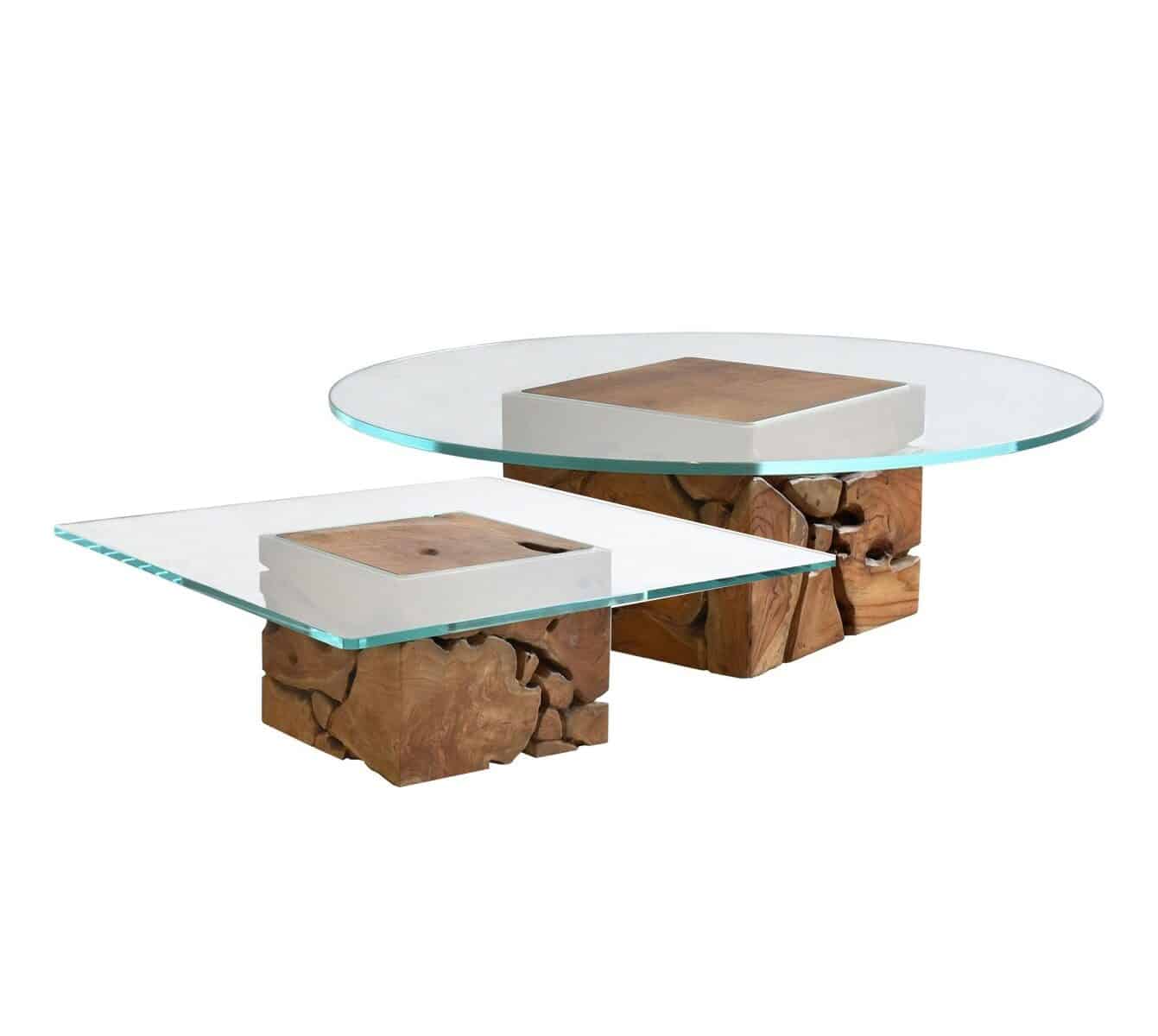 Rustic Teak Coffee and Side Table