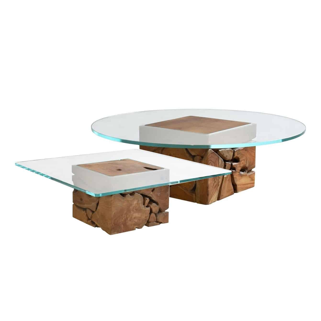 Rustic Teak Coffee and Side Table