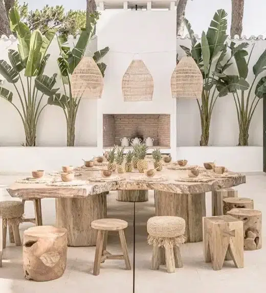 bali-furniture-Indonesia-exporters-manufacturers.-Natural-furniture-Wood stools, table, rattan lamps